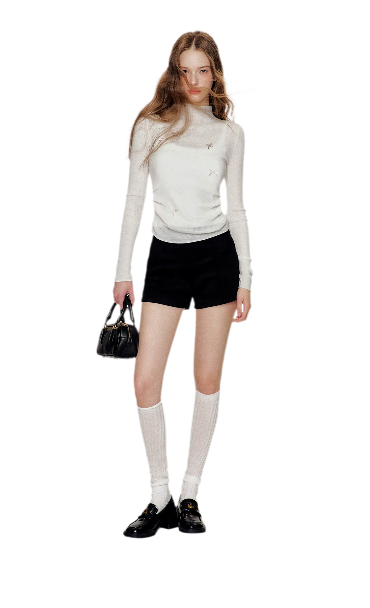 Fine Wool Ruched Bow Top