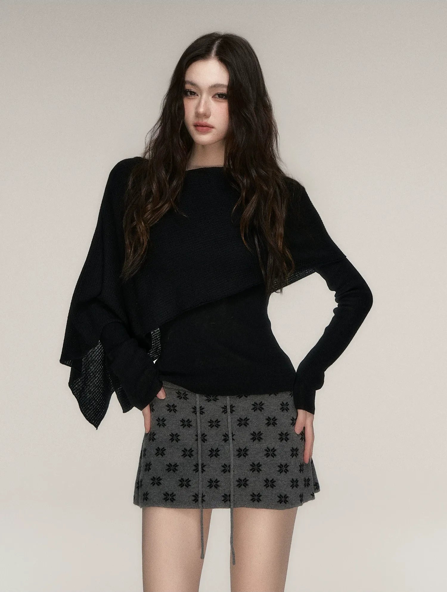 Stretch Shawl Cape Sweater