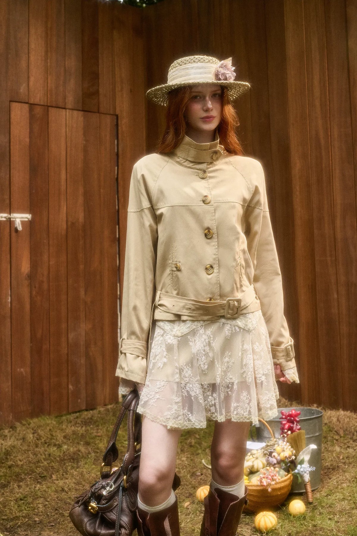 Woven Cropped Trench Jacket