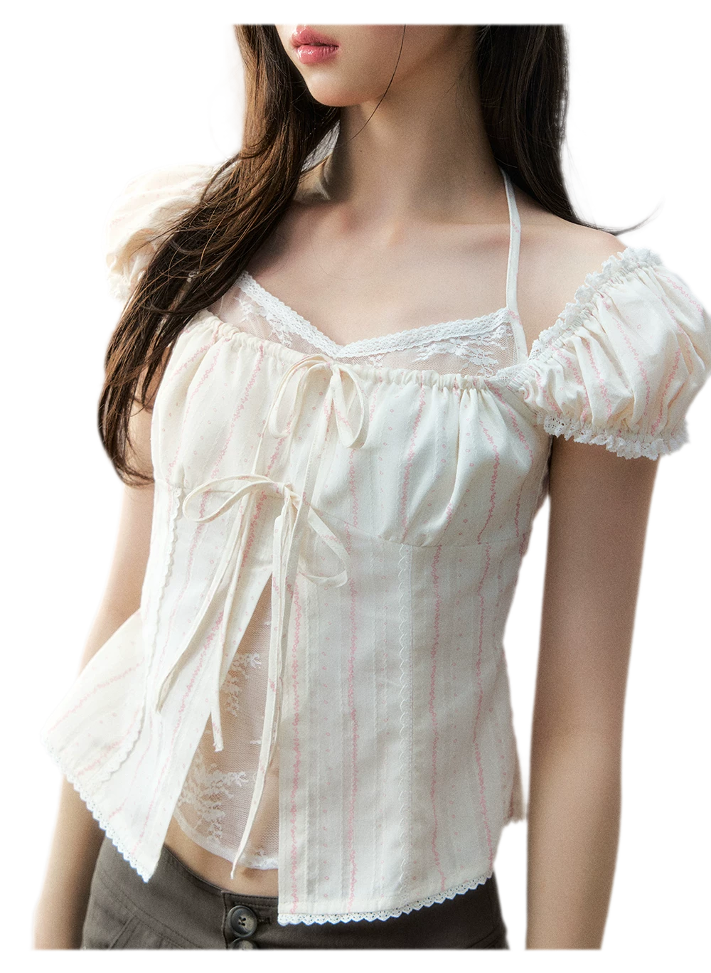 French Lace Puff Blouse