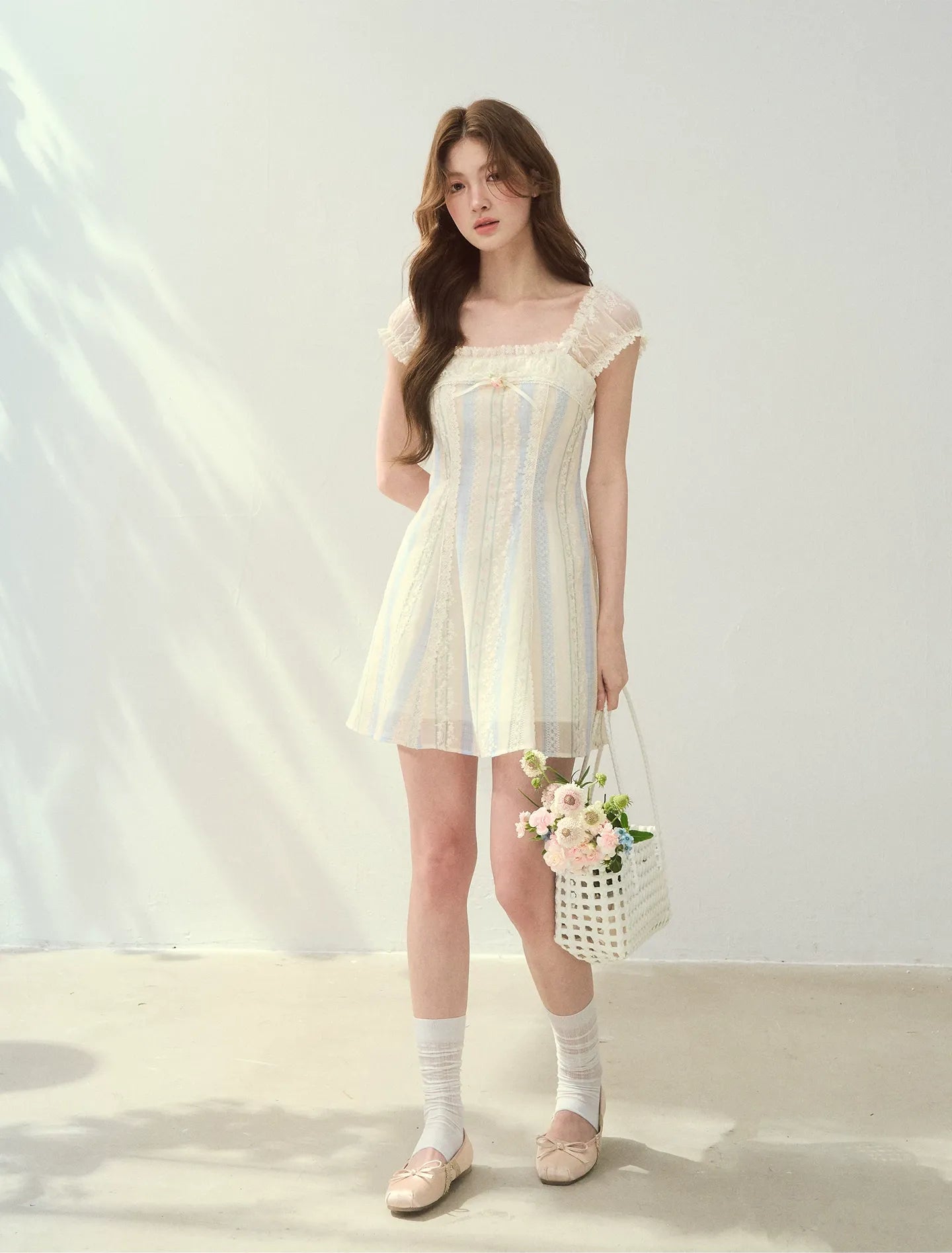 Floral Stripe A-Line Dress