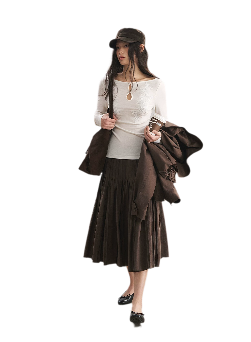 Top en maille Tencel brodé avec découpes