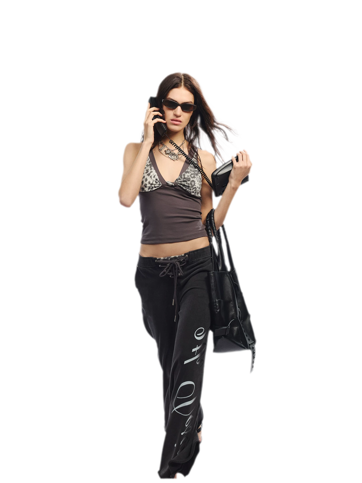 Leopard Print Rhinestone V-neck Camisole