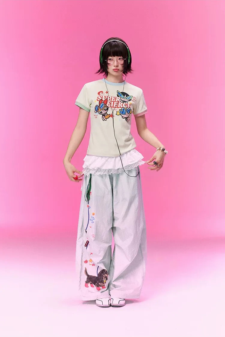 Contrast Print Fitted T-Shirt