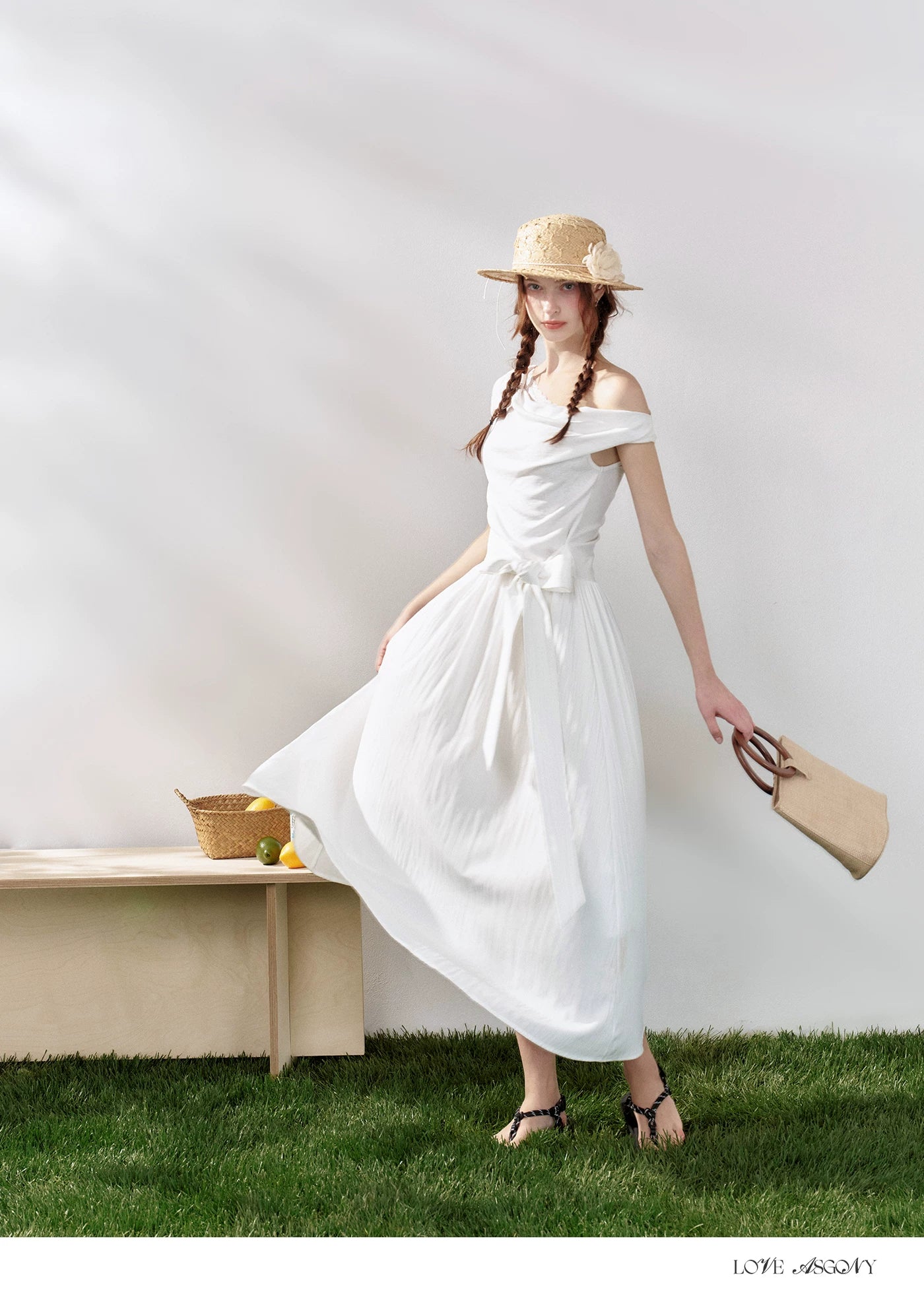 Lace-Trim Off-Shoulder Tie Dress