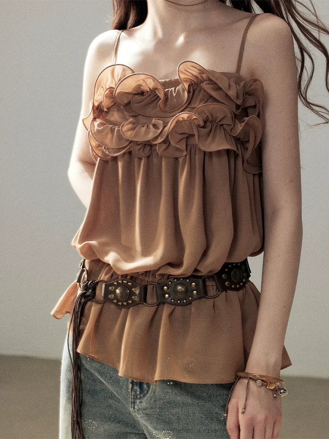 Chiffon Ruffle Cami Top