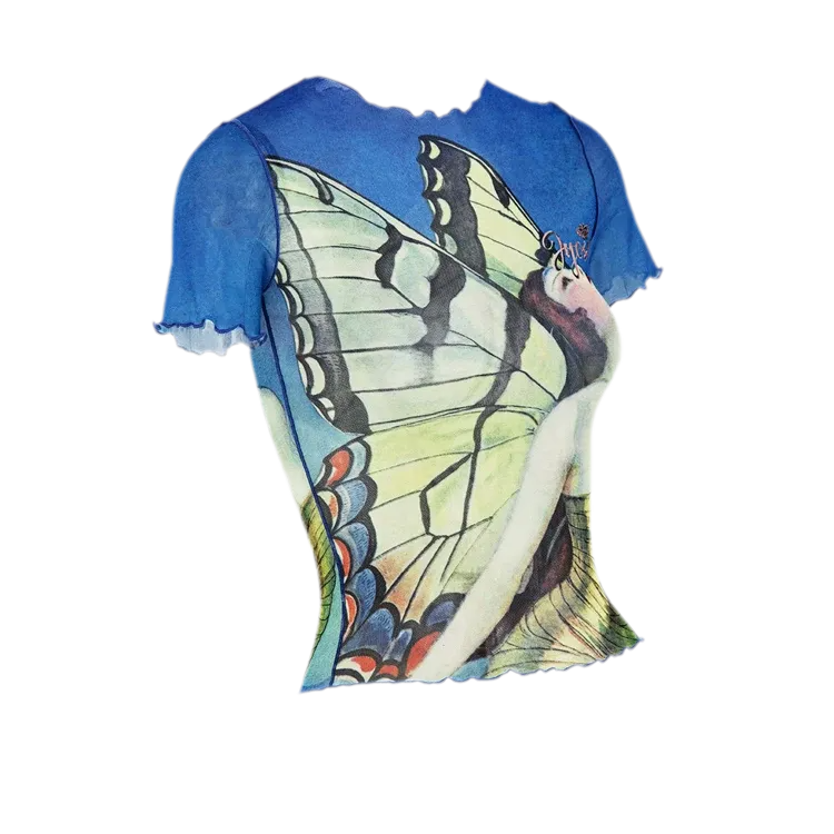 Mesh Ruffle Fit Tee