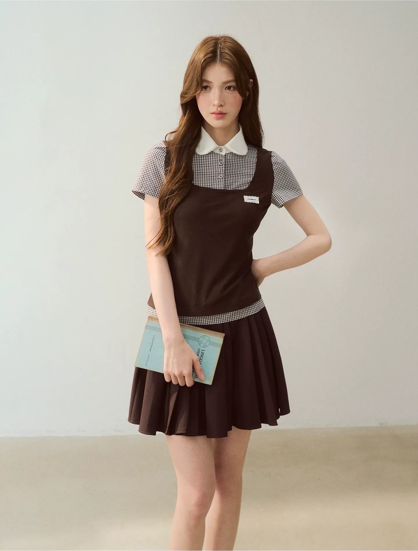 Patchwork Doll Collar Shirt