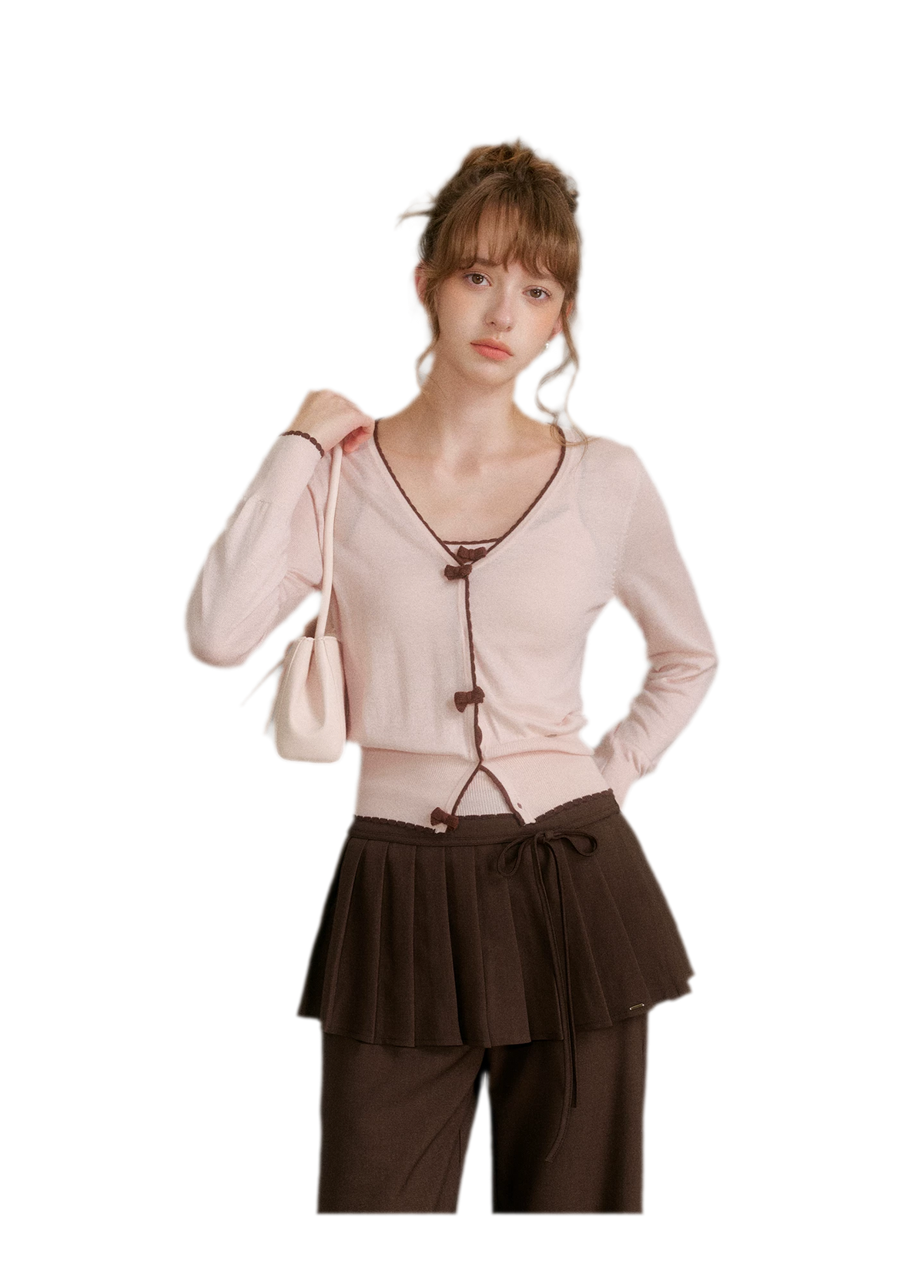 Wool Bow Trim Knit Set