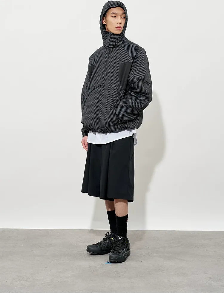 Checked Zip Pullover Jacket