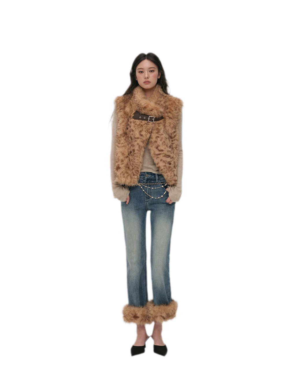 Detachable Sleeve Faux Fur Vest
