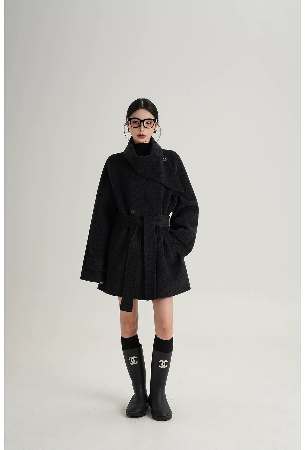 Hand-Stitched Belted Wool Coat