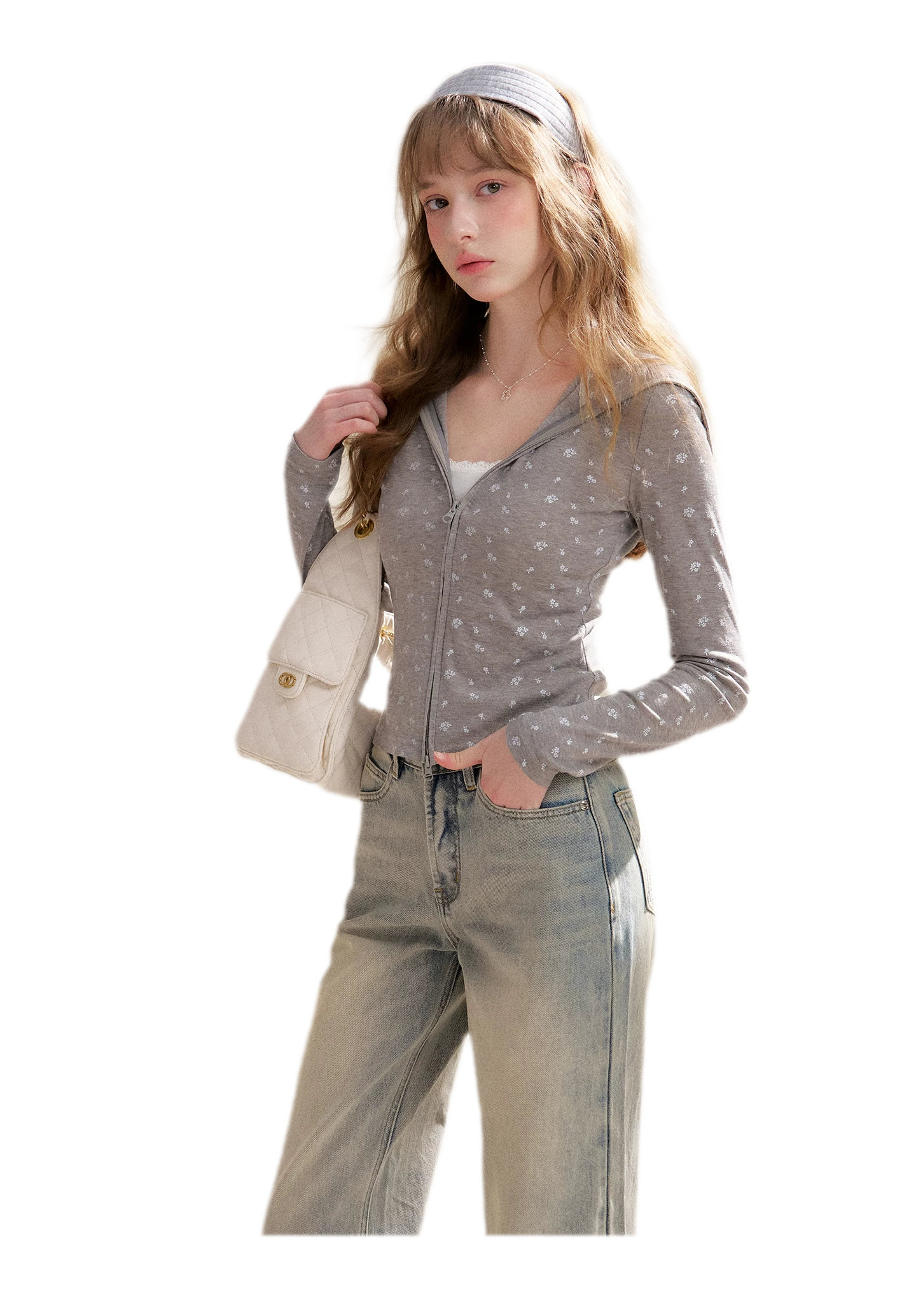 Lyocell Rose Zip Hoodie