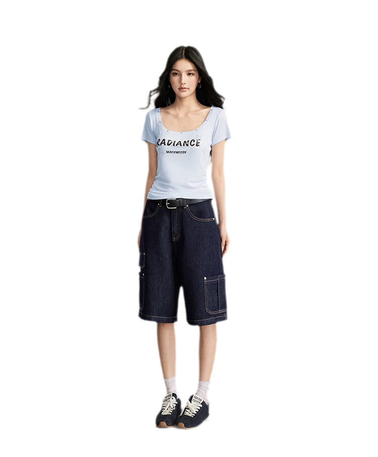 Wide-Leg Cargo Shorts