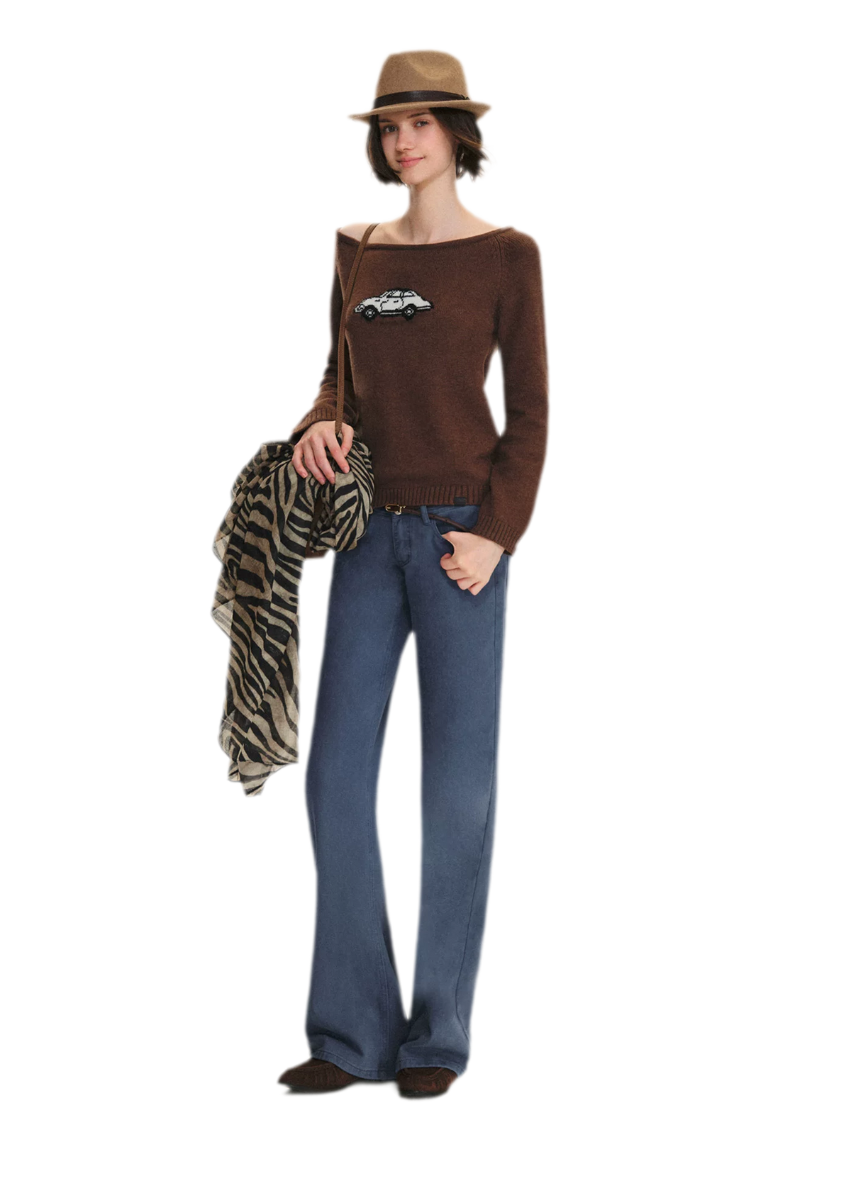 Wool Blend Jacquard Knit Sweater