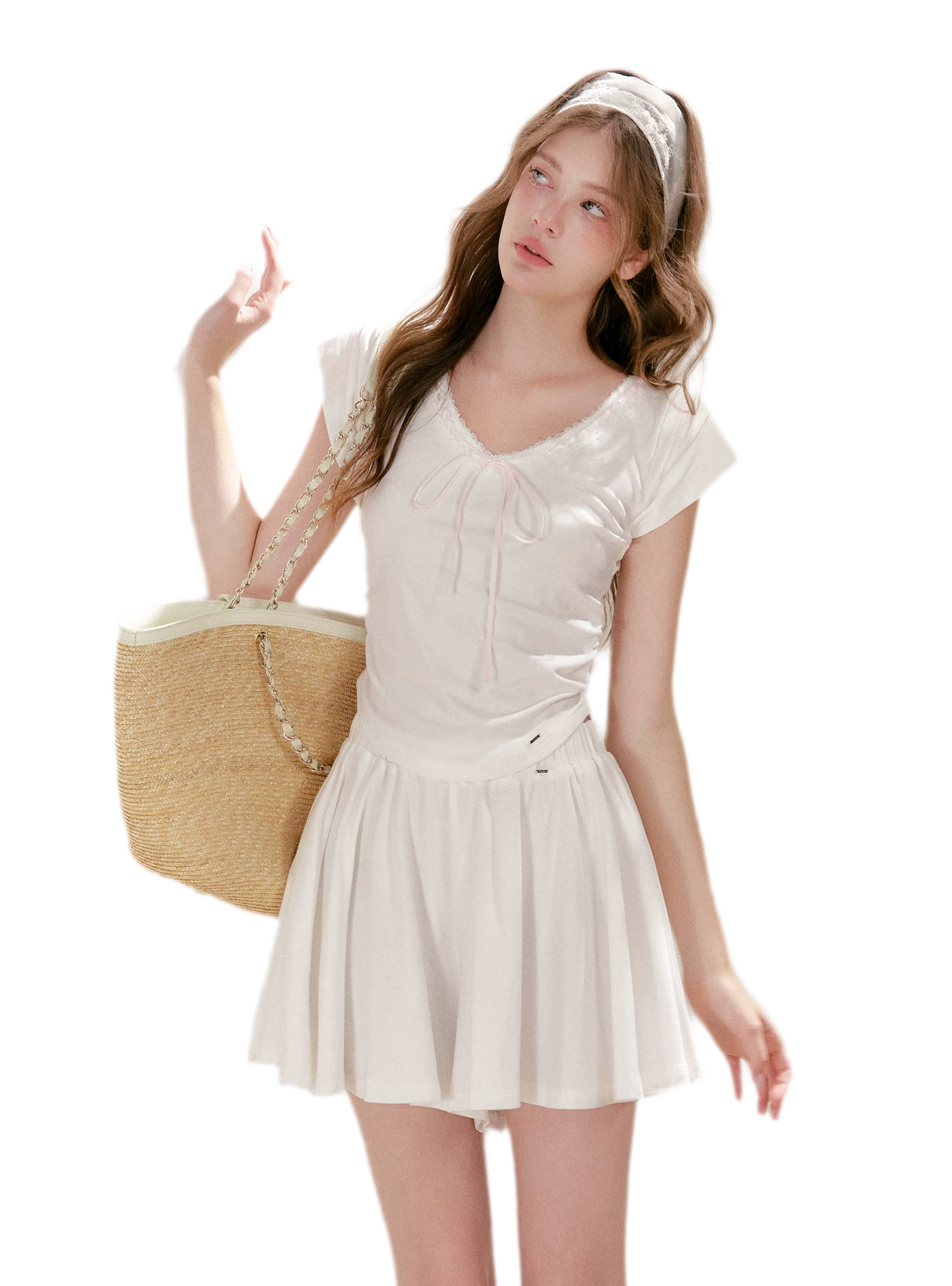 Lace Trim Skort Set