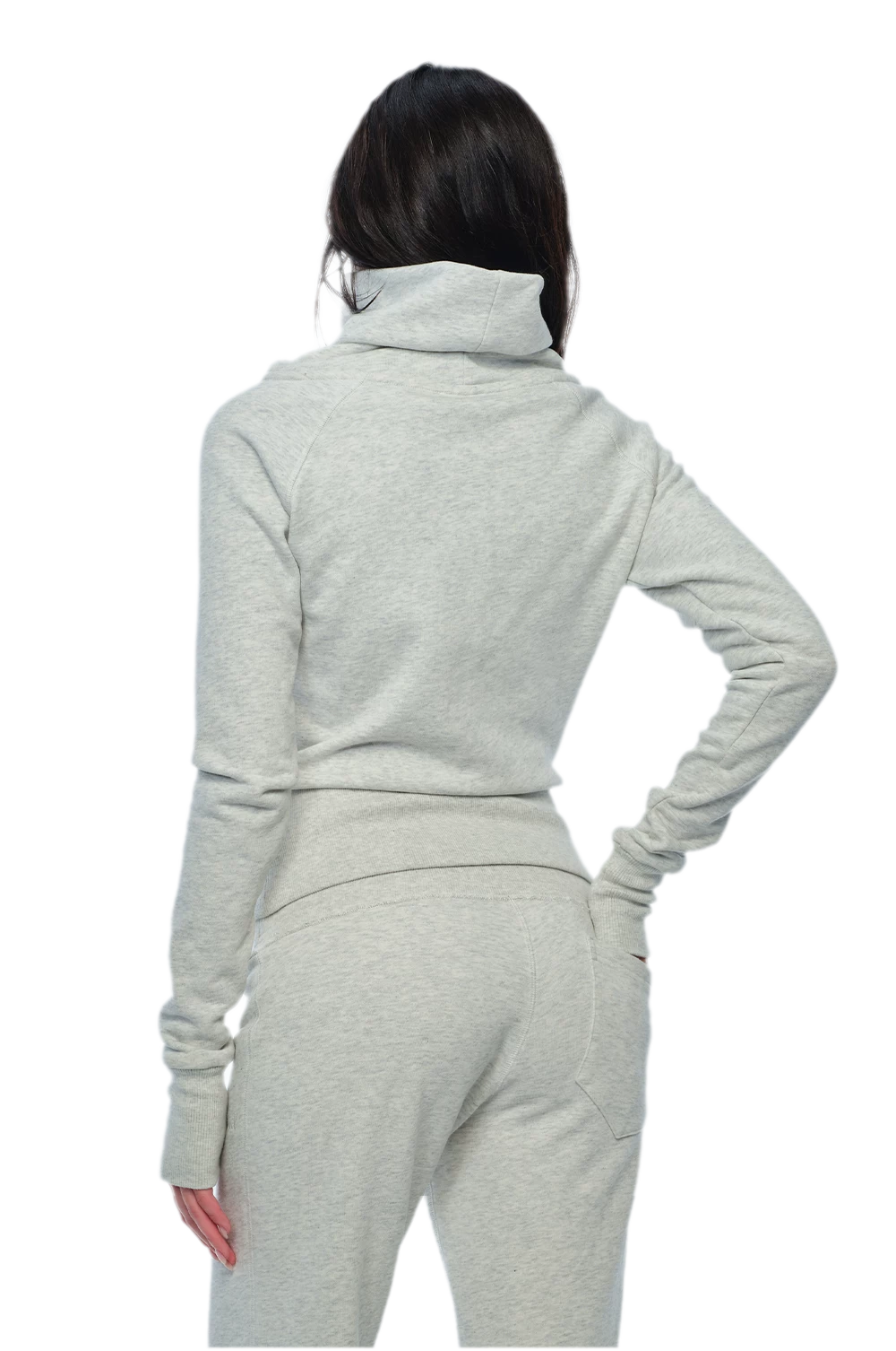 Sudadera corta con cremallera y cuello amplio