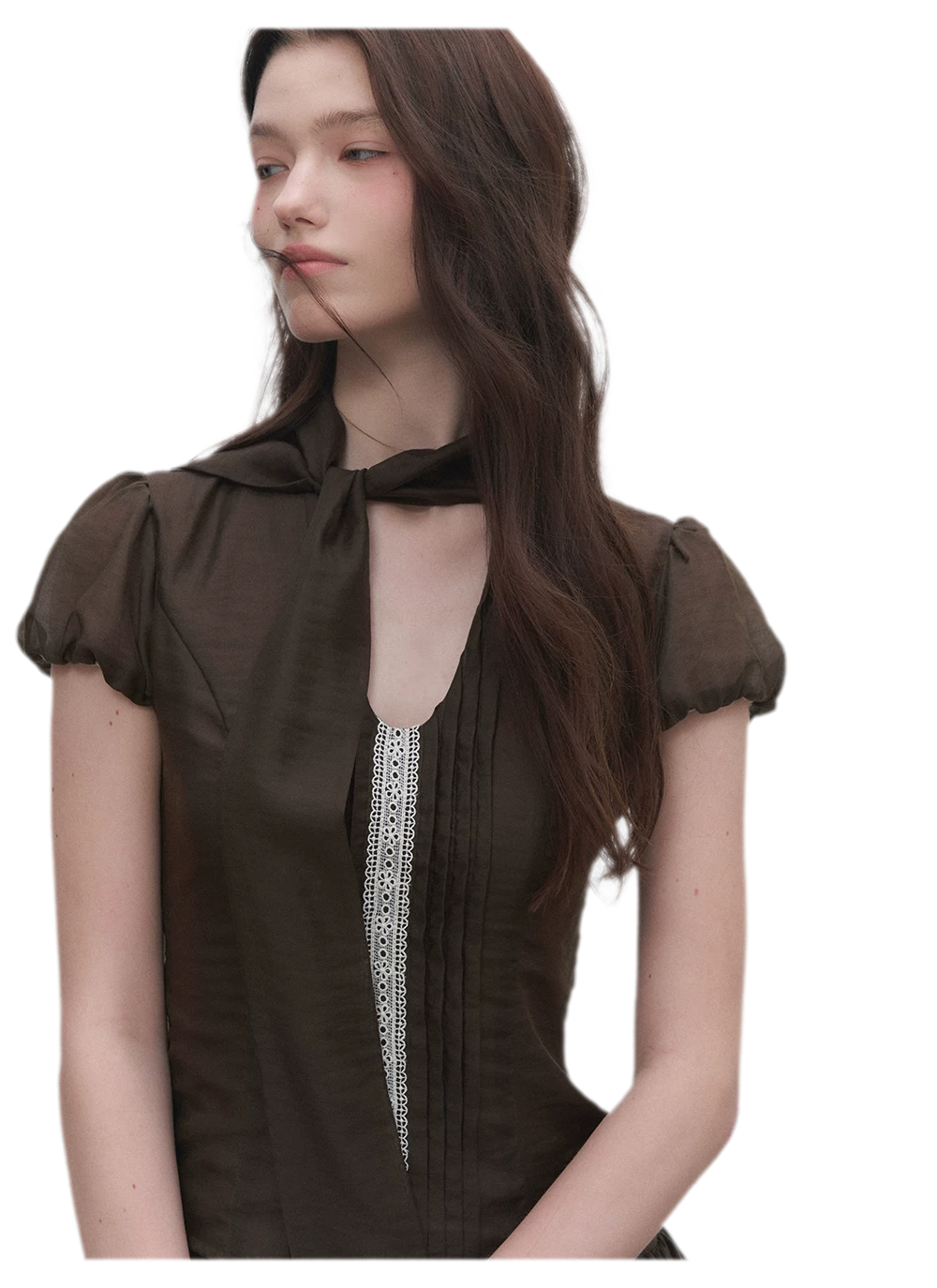 Tie-Neck Flared Skirt Set