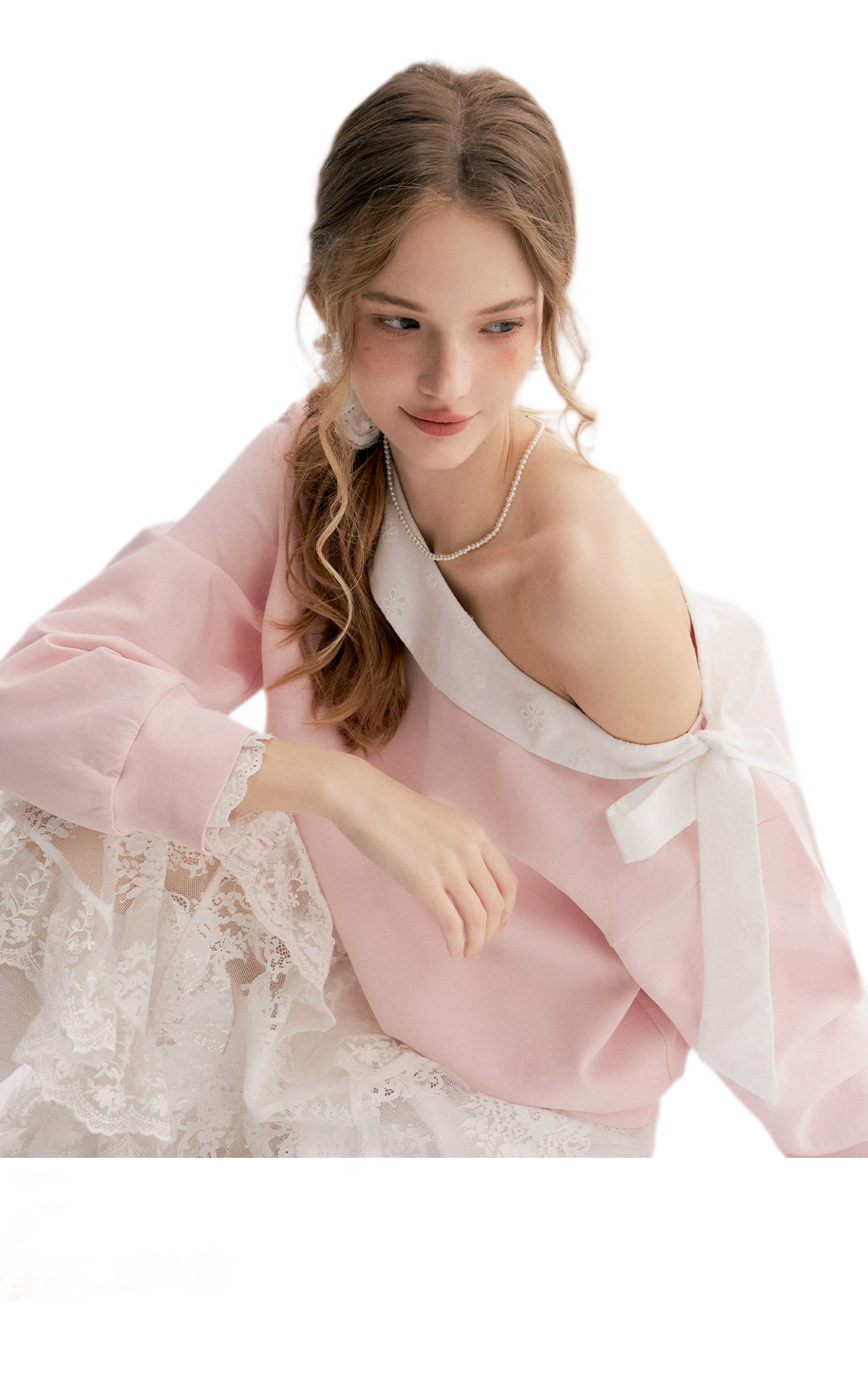 Balletcore Lace Collar Sweatshirt