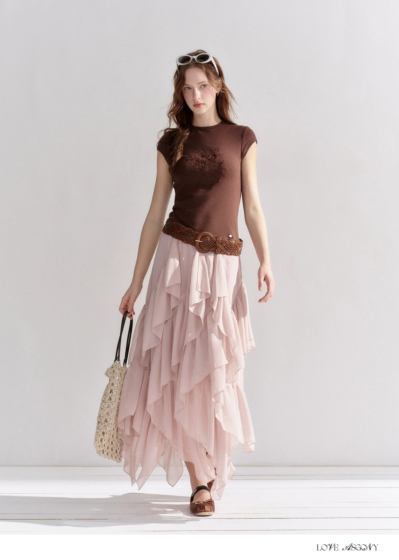 Irregular Ruffle Edge Chiffon Skirt