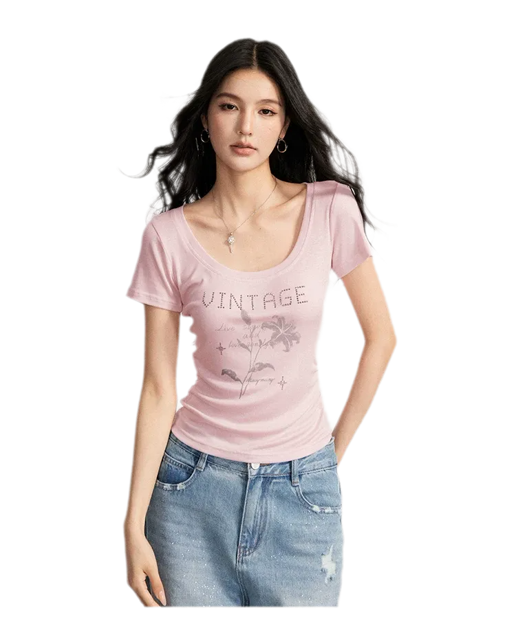 Floral U-Neck Tee