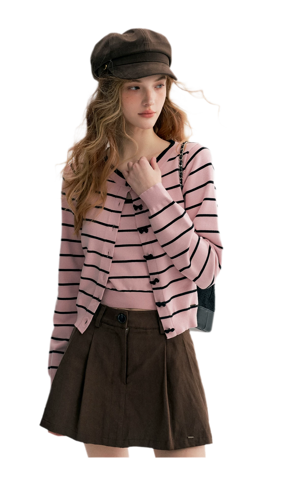 Striped Knit Cami Cardigan Set