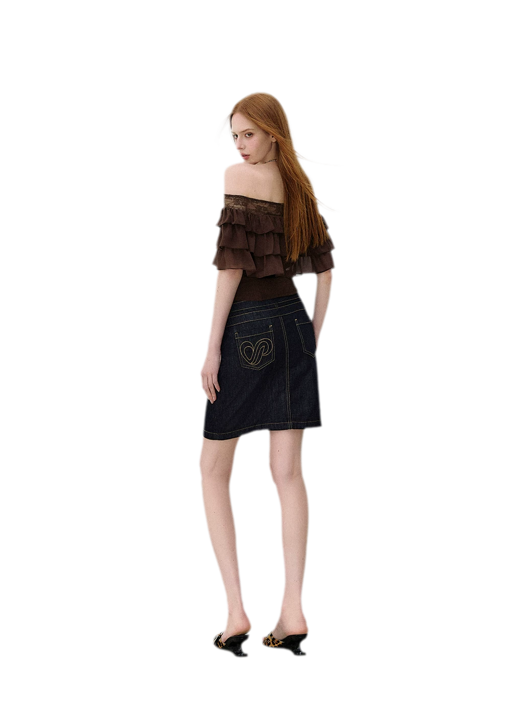 Layered Chiffon Lace Off-Shoulder T-Shirt
