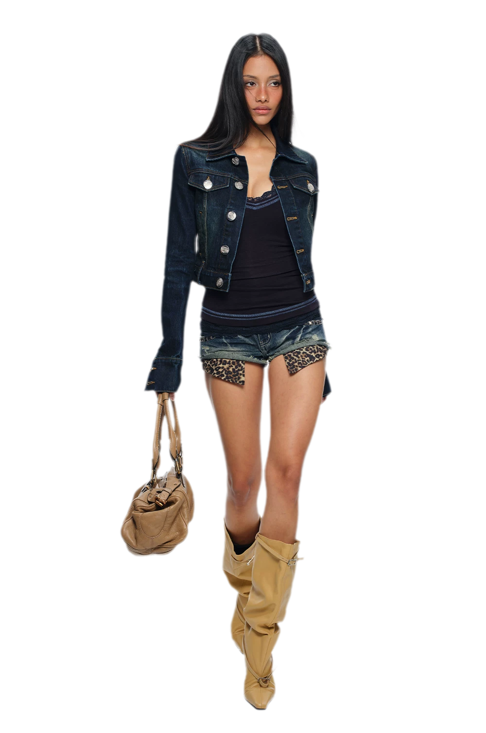 Embroidered Cropped Denim Jacket