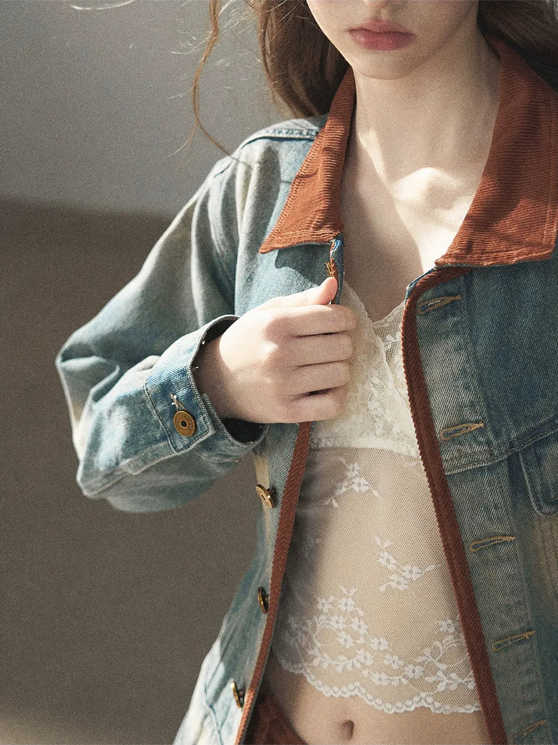 Washed Denim Jacket Skirt Set