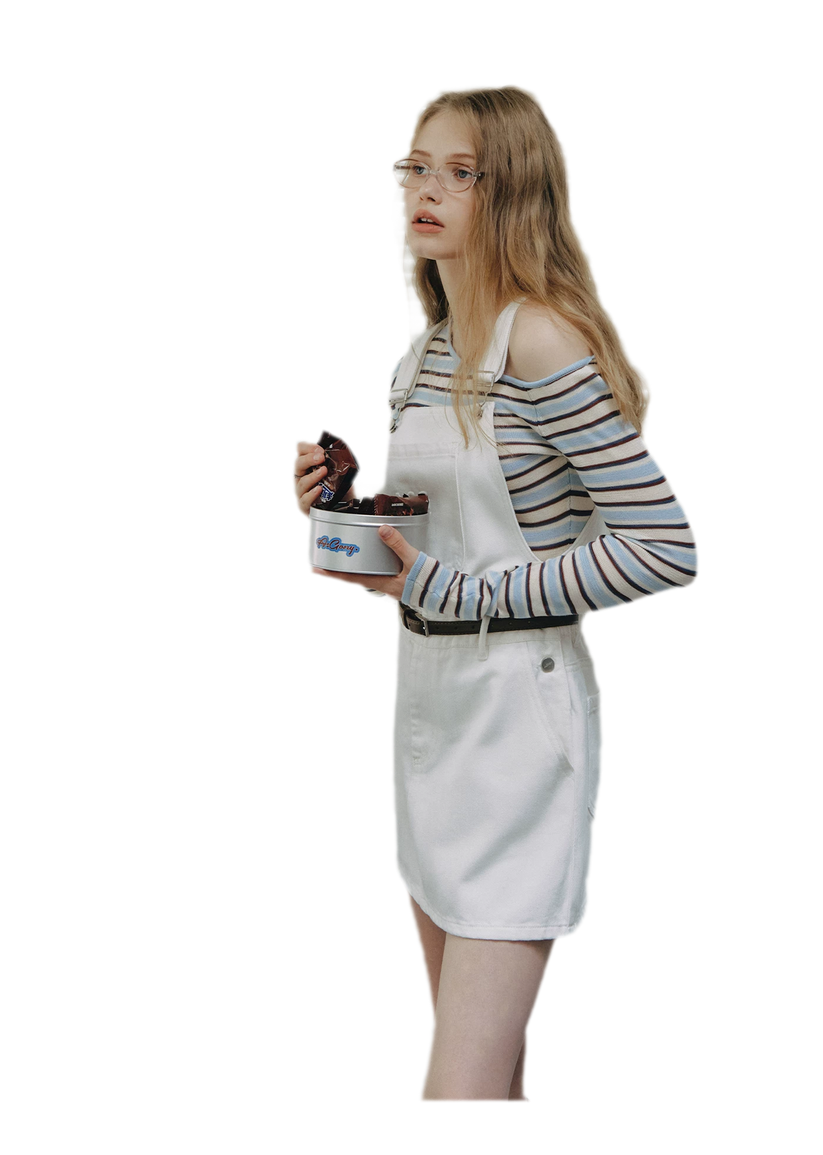 Cotton Denim Pinafore Mini Dress