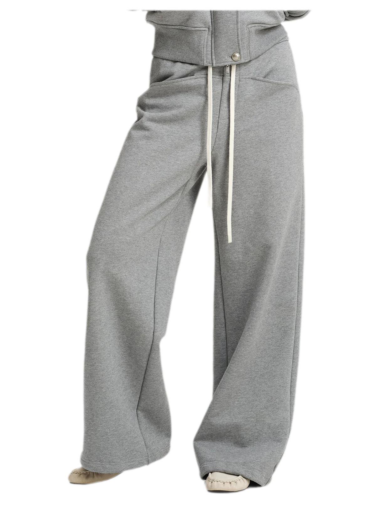 Conjunto de sudadera corta con cuello de pelo sintético