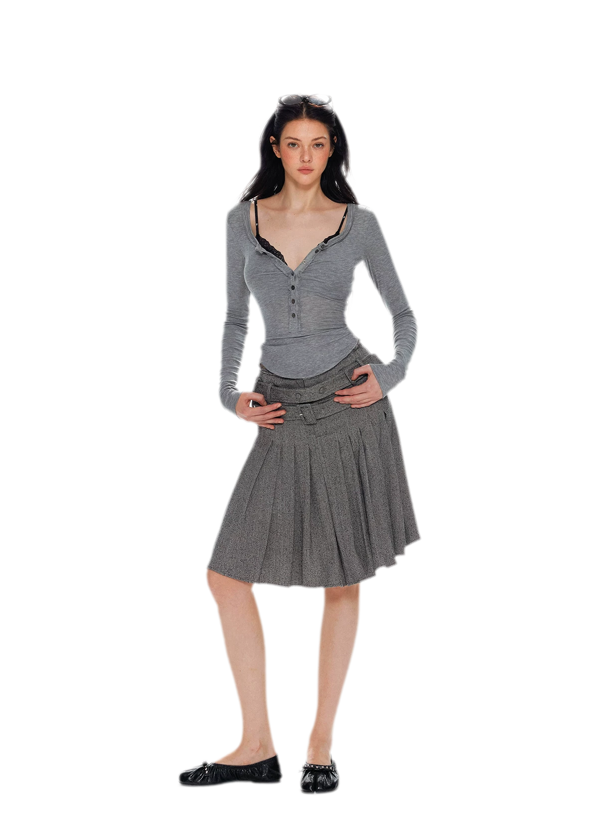 Lyocell Ruched Long Sleeve Top