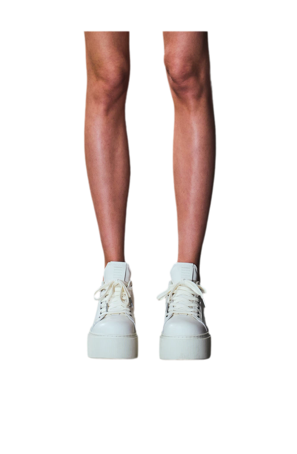 Sculptural Leather Thick-Soled Sneakers