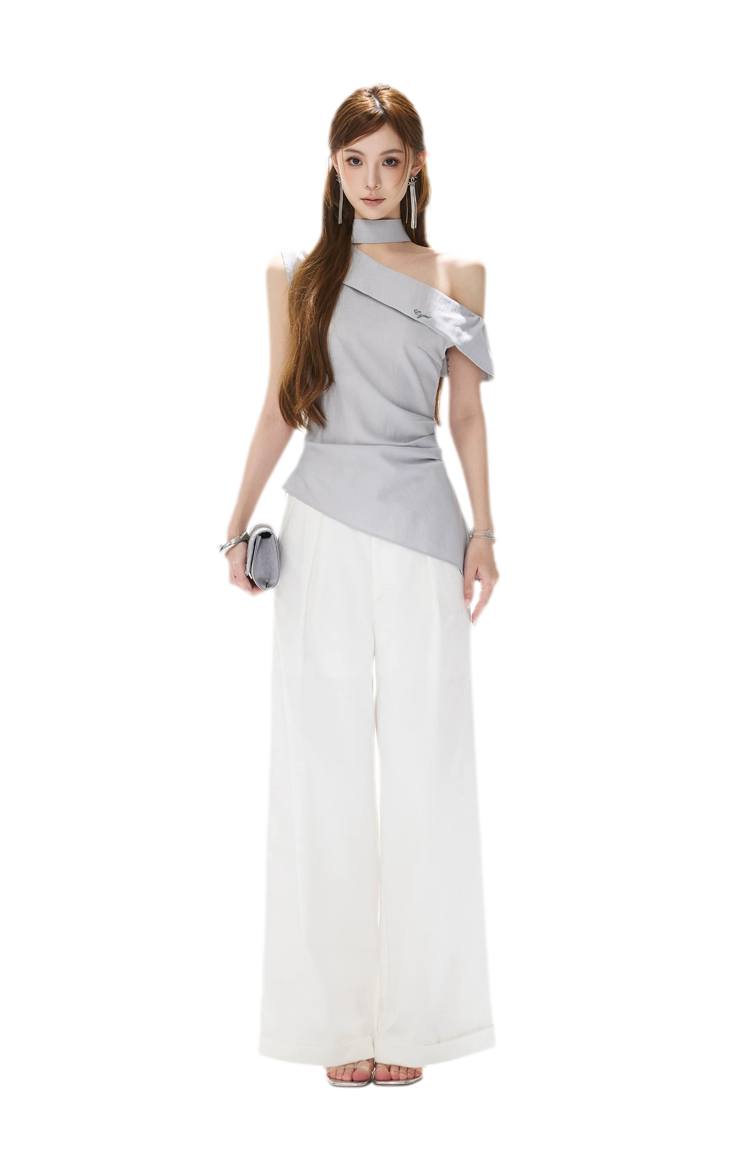 Asymmetrical Halter Blouse