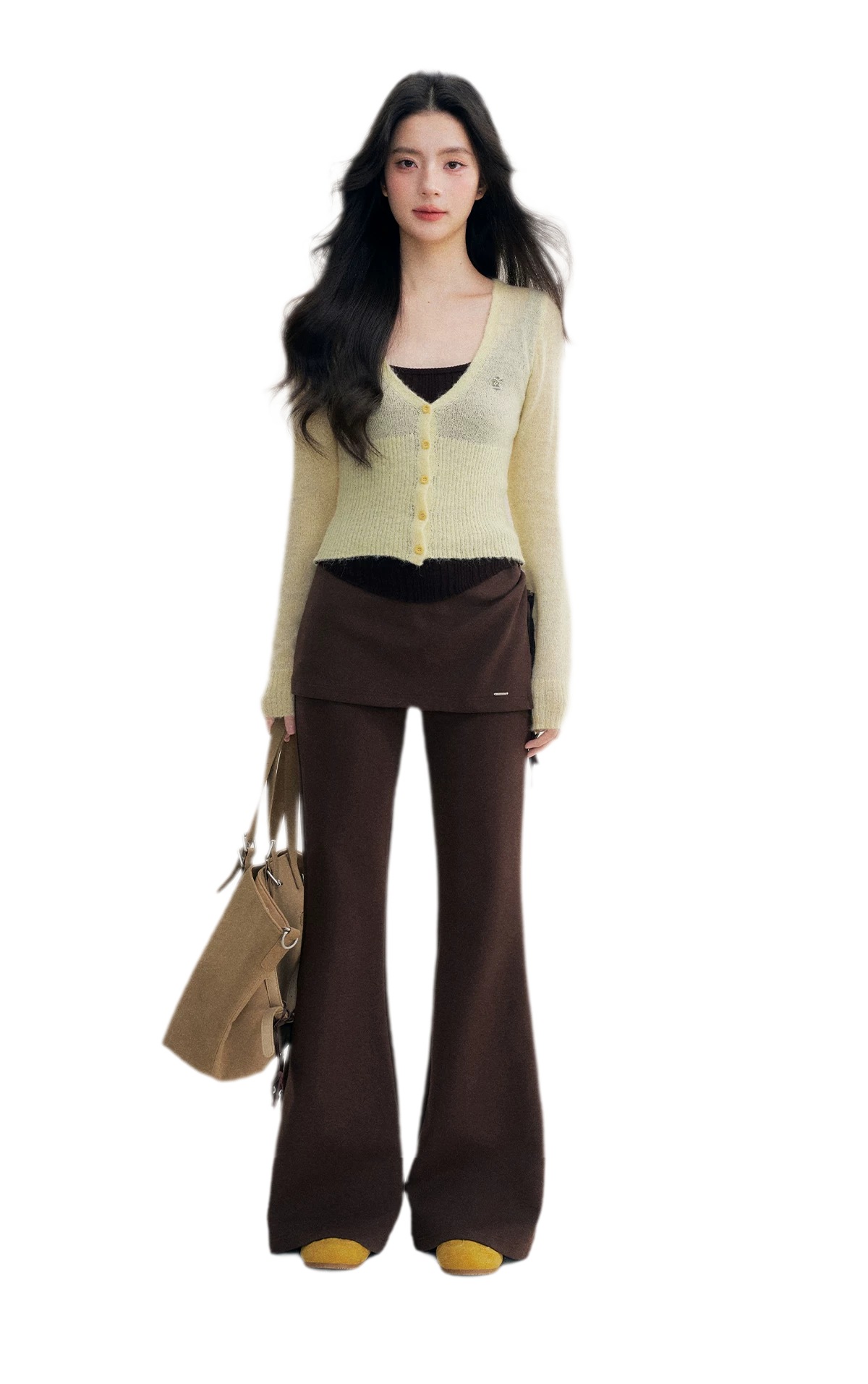 Brushed Contrast V-Neck Sweater