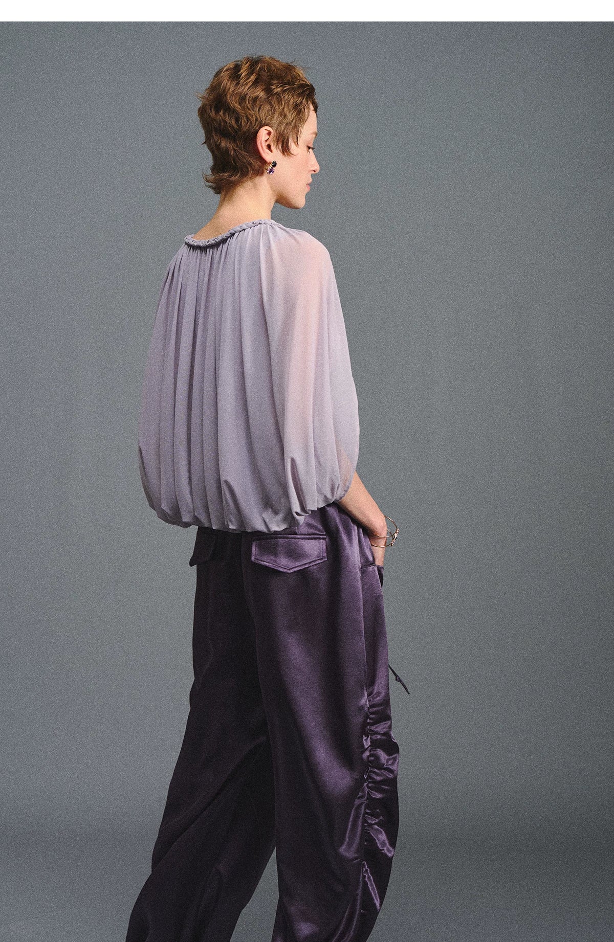 Satin Jogger Pants with Beaded Drawstring