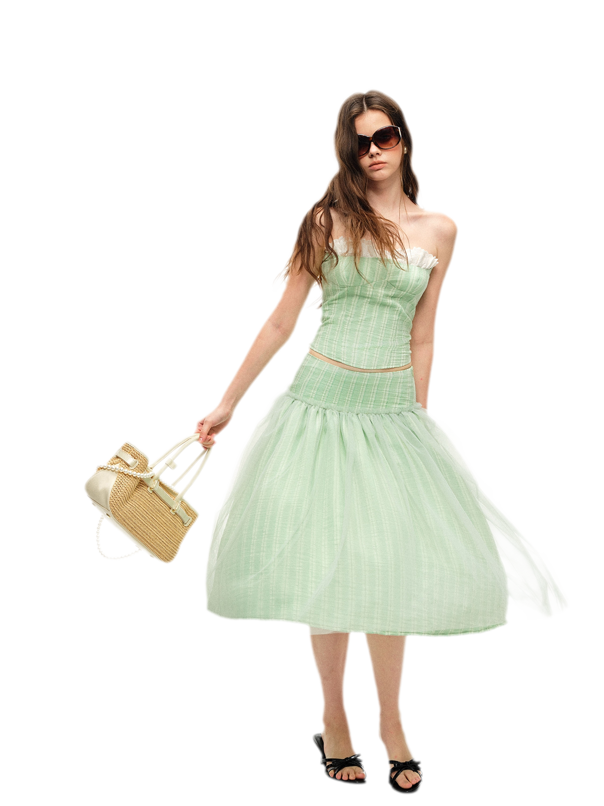 Striped Ruffle Bustier Set