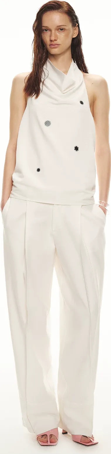 Minimalist Draped Neck Hand-Sewn Lens Halter Top