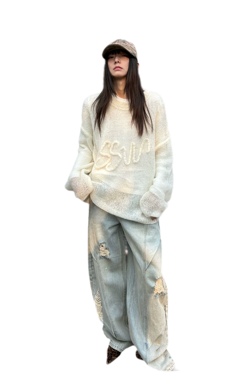 Mohair Openwork Logo Sweater