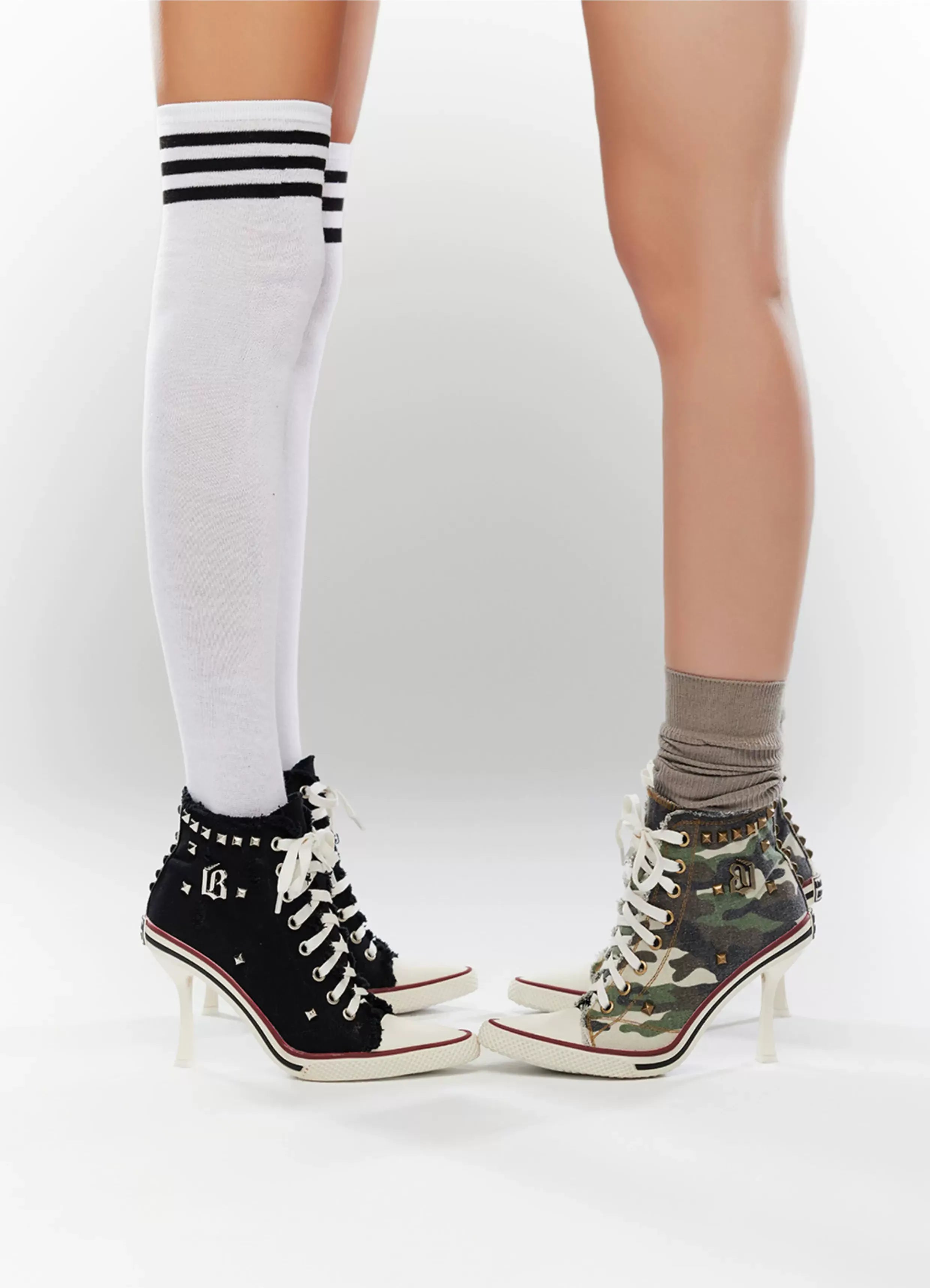 Canvas Studded Lace-Up Boots