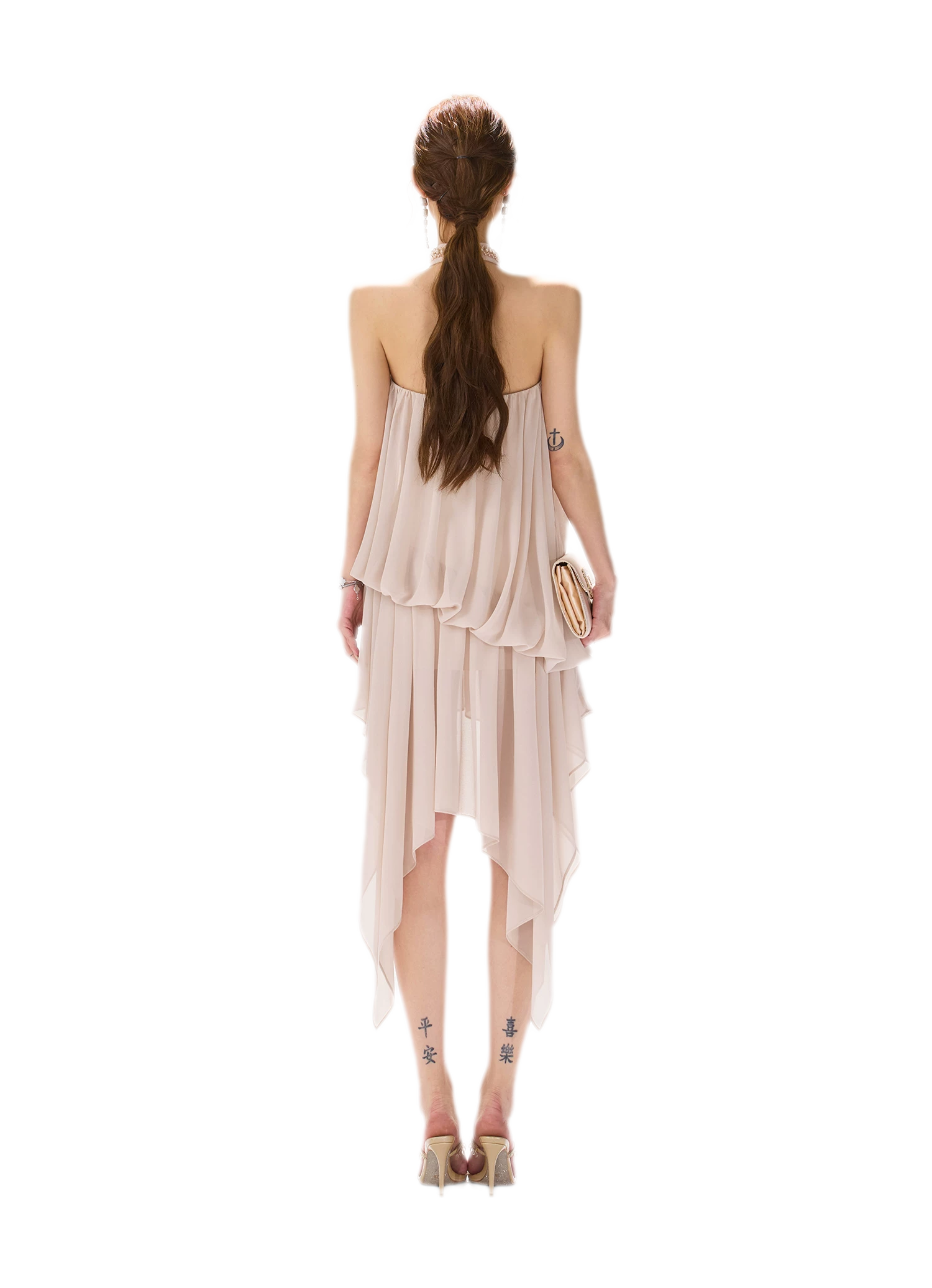 CYNR Pearl Halter Midi Dress – view 16