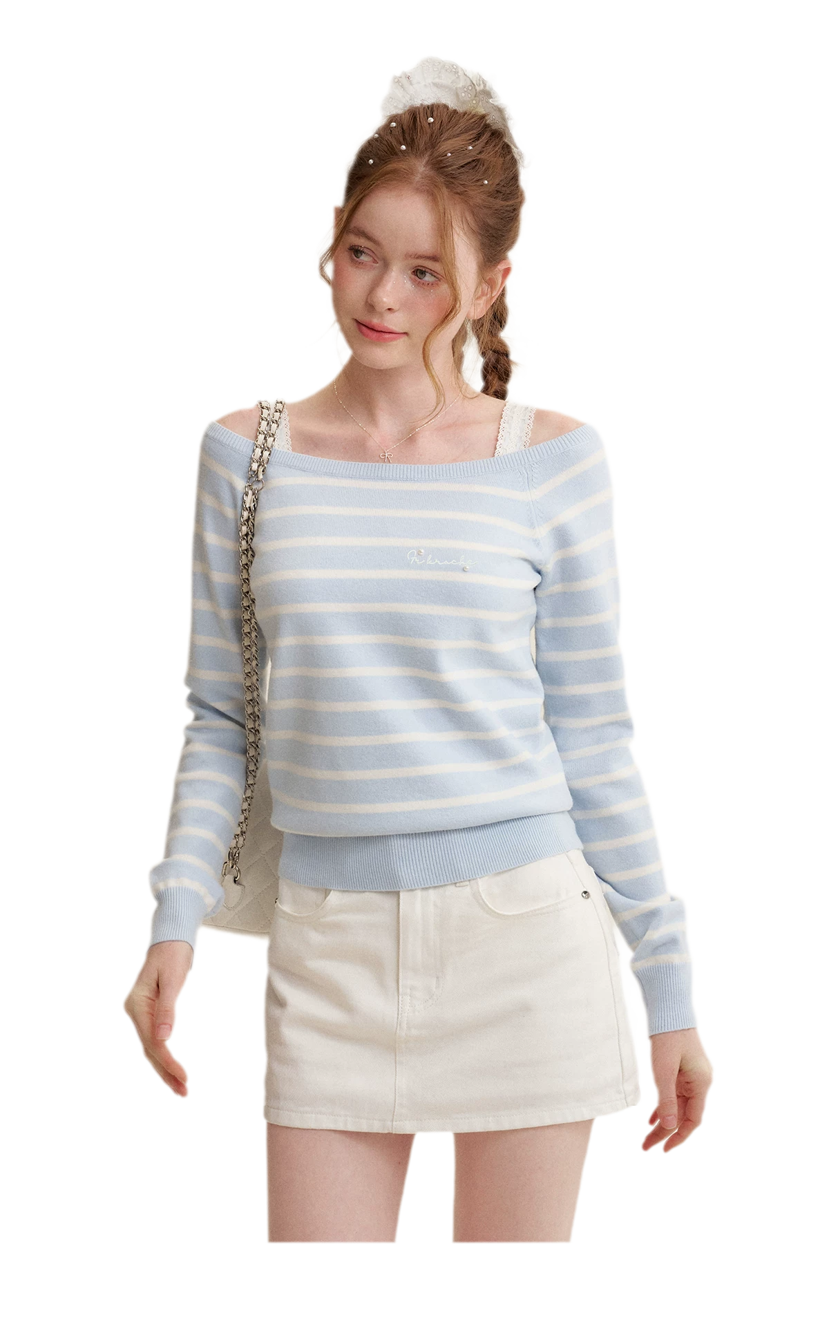 Bow A-Line Denim Skirt