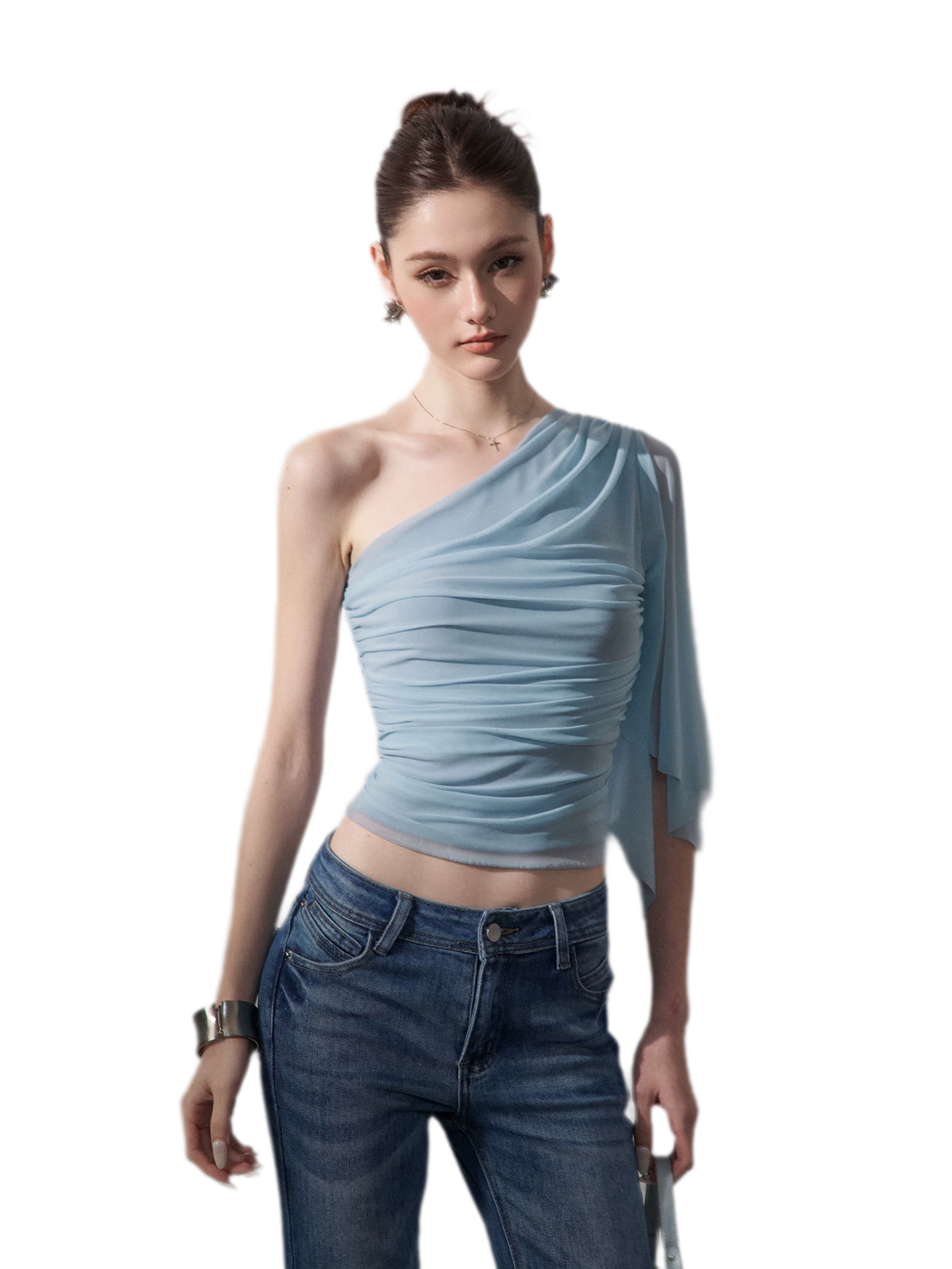 Ruched One-Shoulder Top