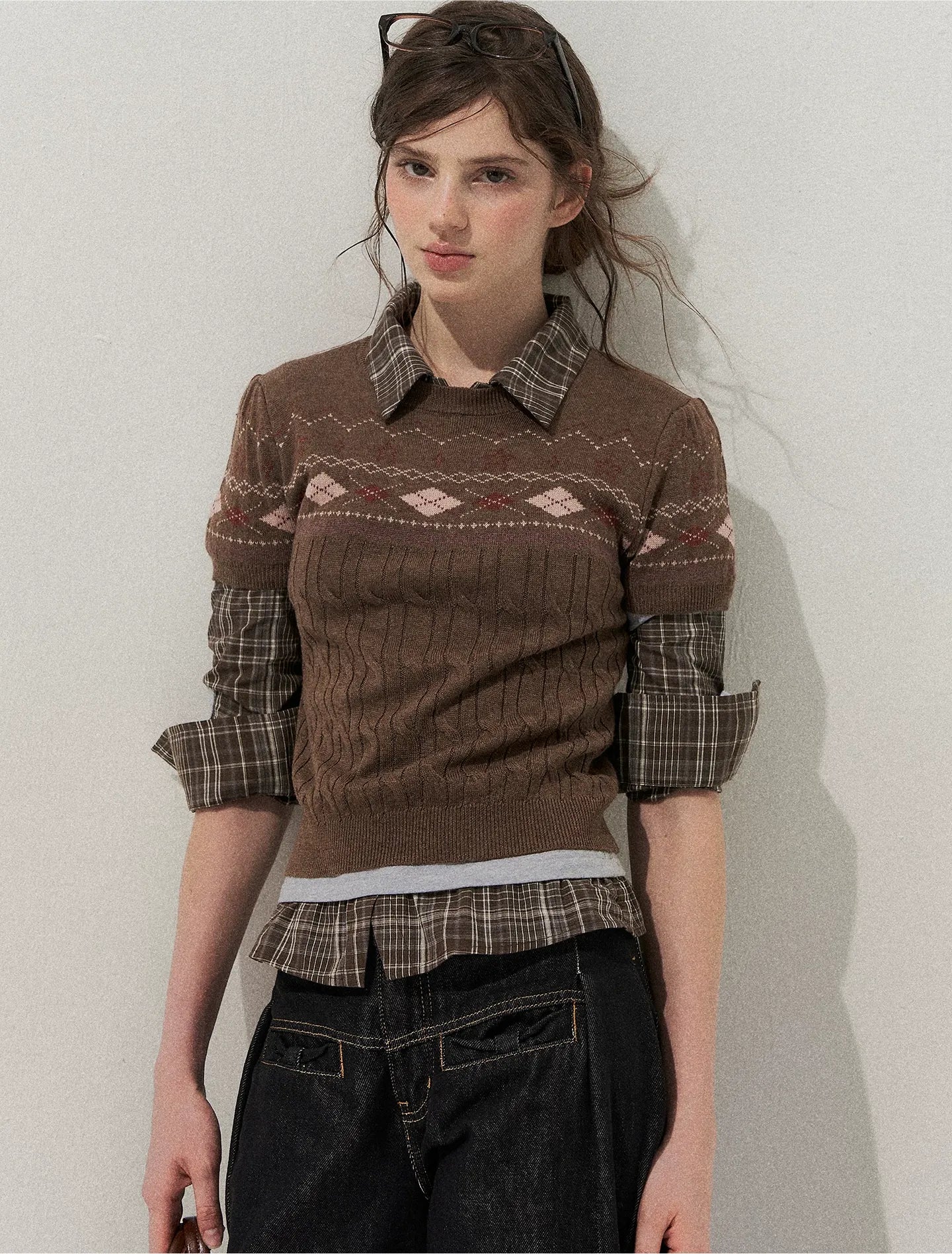 Fair Isle Cropped Knit Sweater