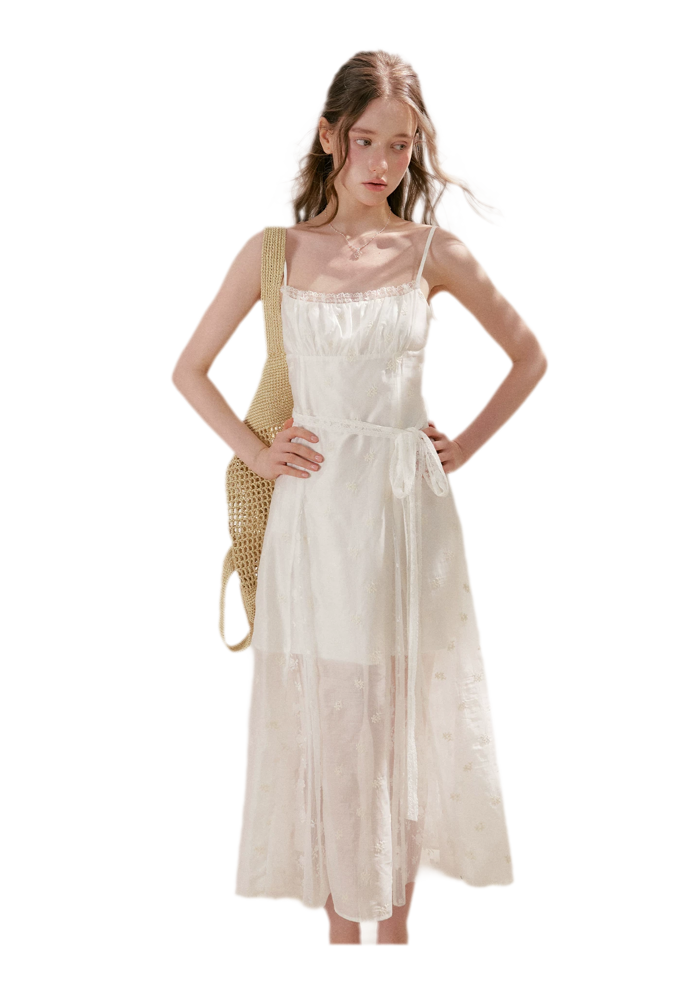 French Embroidered A-line Dress