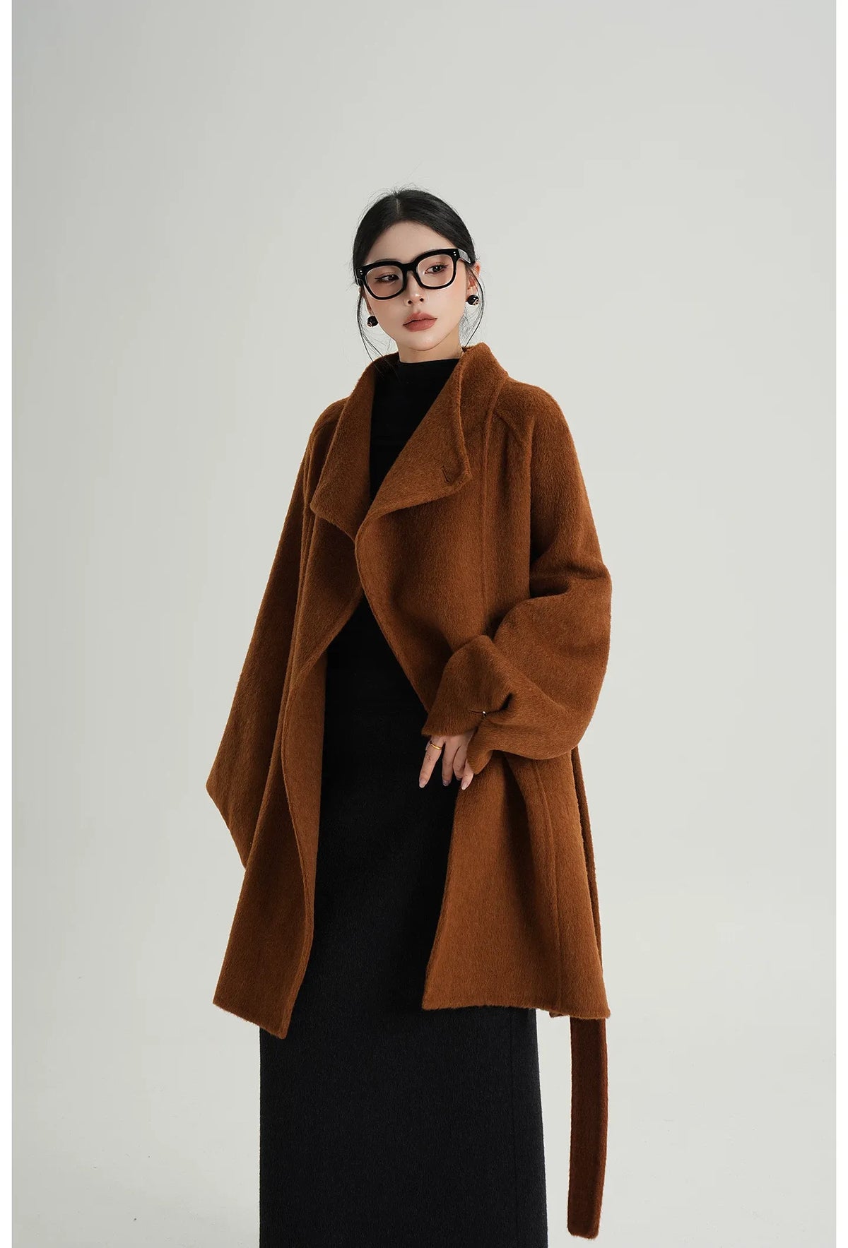 Manteau oversize en laine brossée