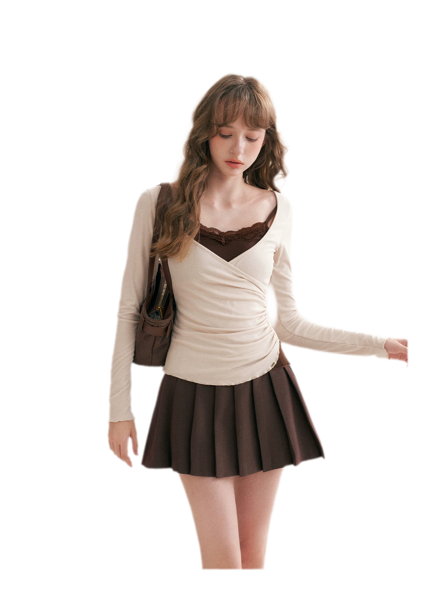 Lace Crossover Slim T-Shirt