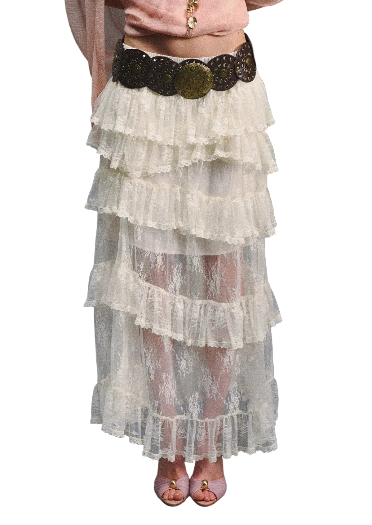 Vintage Romantic Asymmetrical Layered Ruffle Skirt