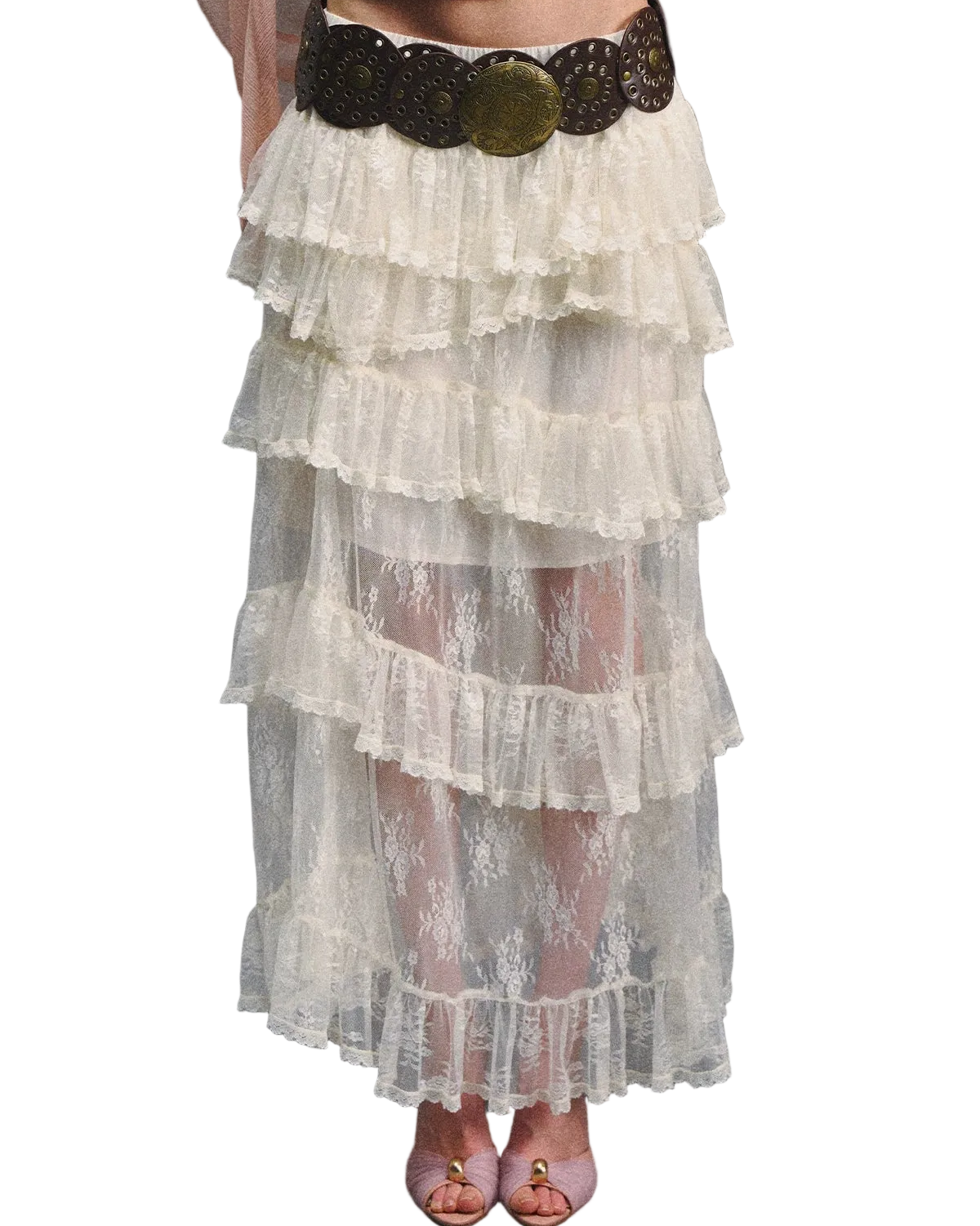 Vintage Romantic Asymmetrical Layered Ruffle Skirt