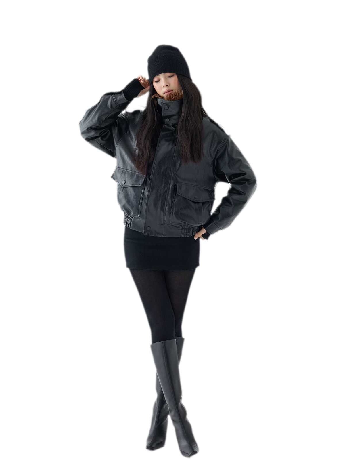 Oil-Wax Cropped PU Jacket
